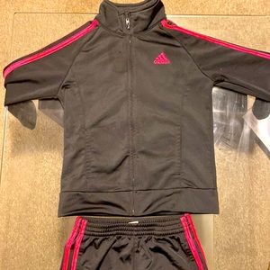 Girl size 6X pink in black Adidas tracksuit